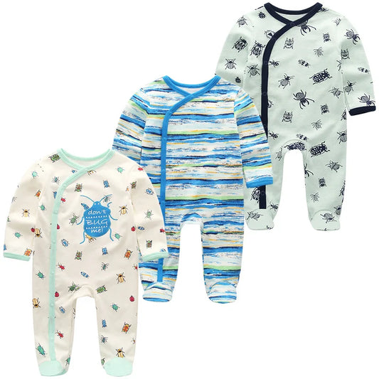 3-Piece Cartoon Baby Clothes Set - Cotton Footie Jumpsuit for Newborn