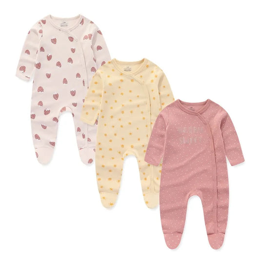 3-Piece Cartoon Baby Clothes Set - Cotton Footie Jumpsuit for Newborn