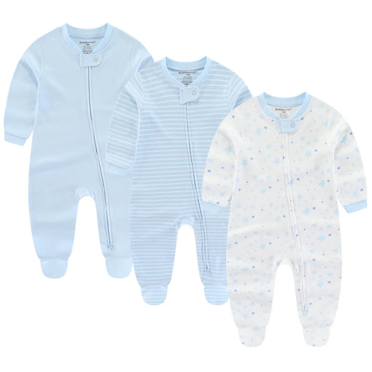 3-Piece Cartoon Baby Clothes Set - Cotton Footie Jumpsuit for Newborn