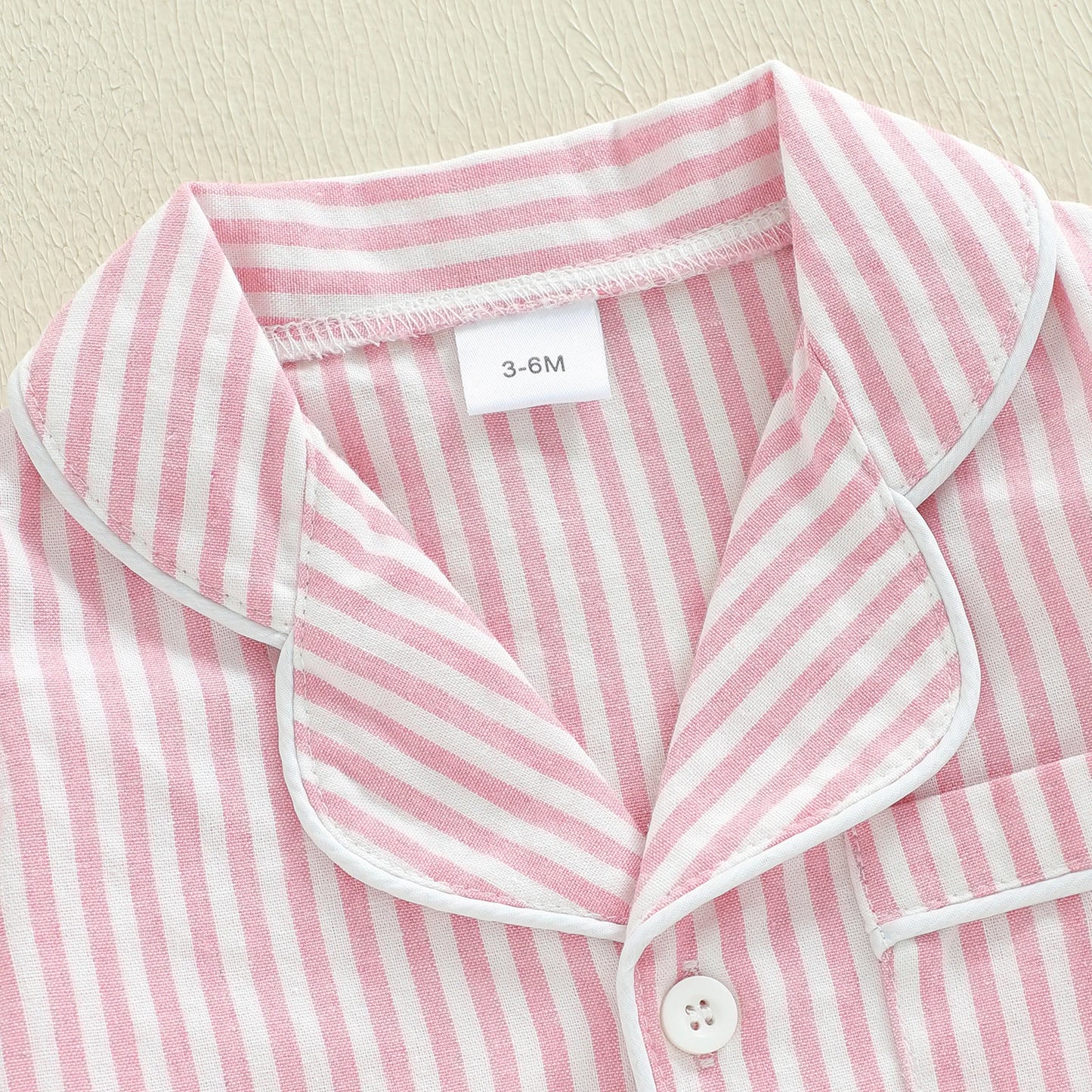 Striped Baby Pajama - Button-Down Sleepwear with Lapel Collar