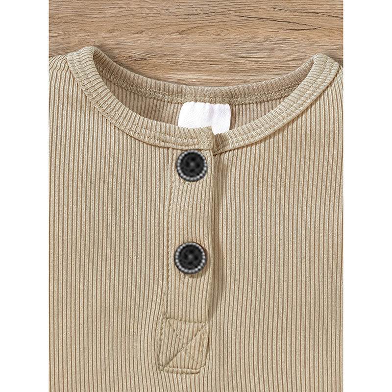 Soft Ribbed Baby Romper - 3-Pack Long Sleeve Button-Front Jumpsuit for Newborn to 24 Months