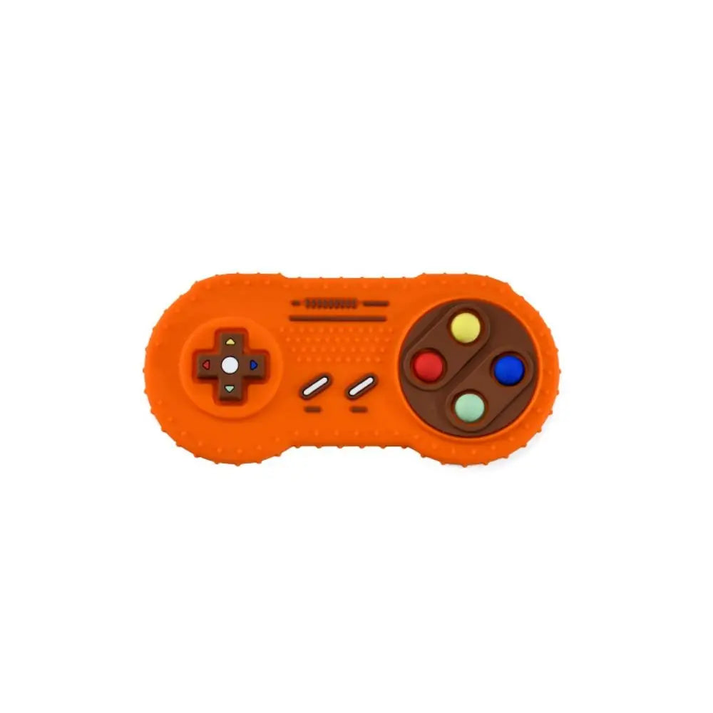 Orange retro-style gaming controller on a white background