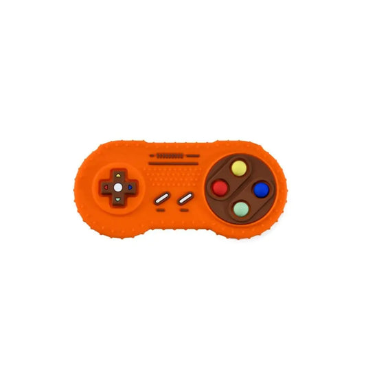 Orange retro-style gaming controller on a white background