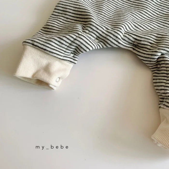 Classic Striped Yellow and Black Cotton Baby Romper