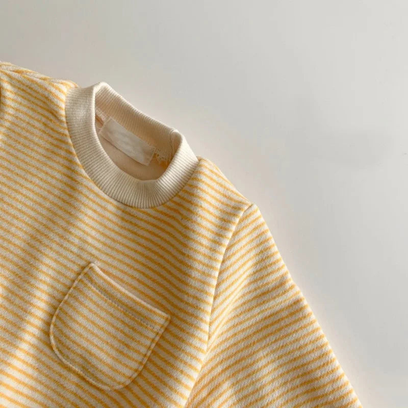 Classic Striped Yellow and Black Cotton Baby Romper