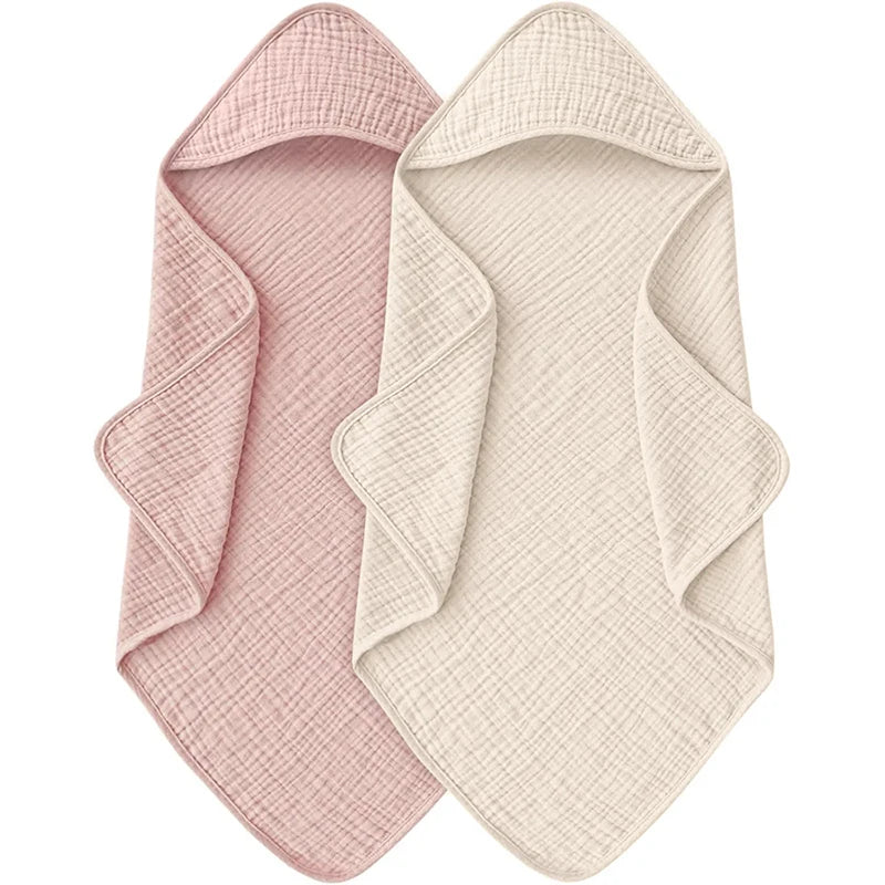 Muslin Hooded Baby Bath Towel - Ultra-Soft Cotton 30x30in