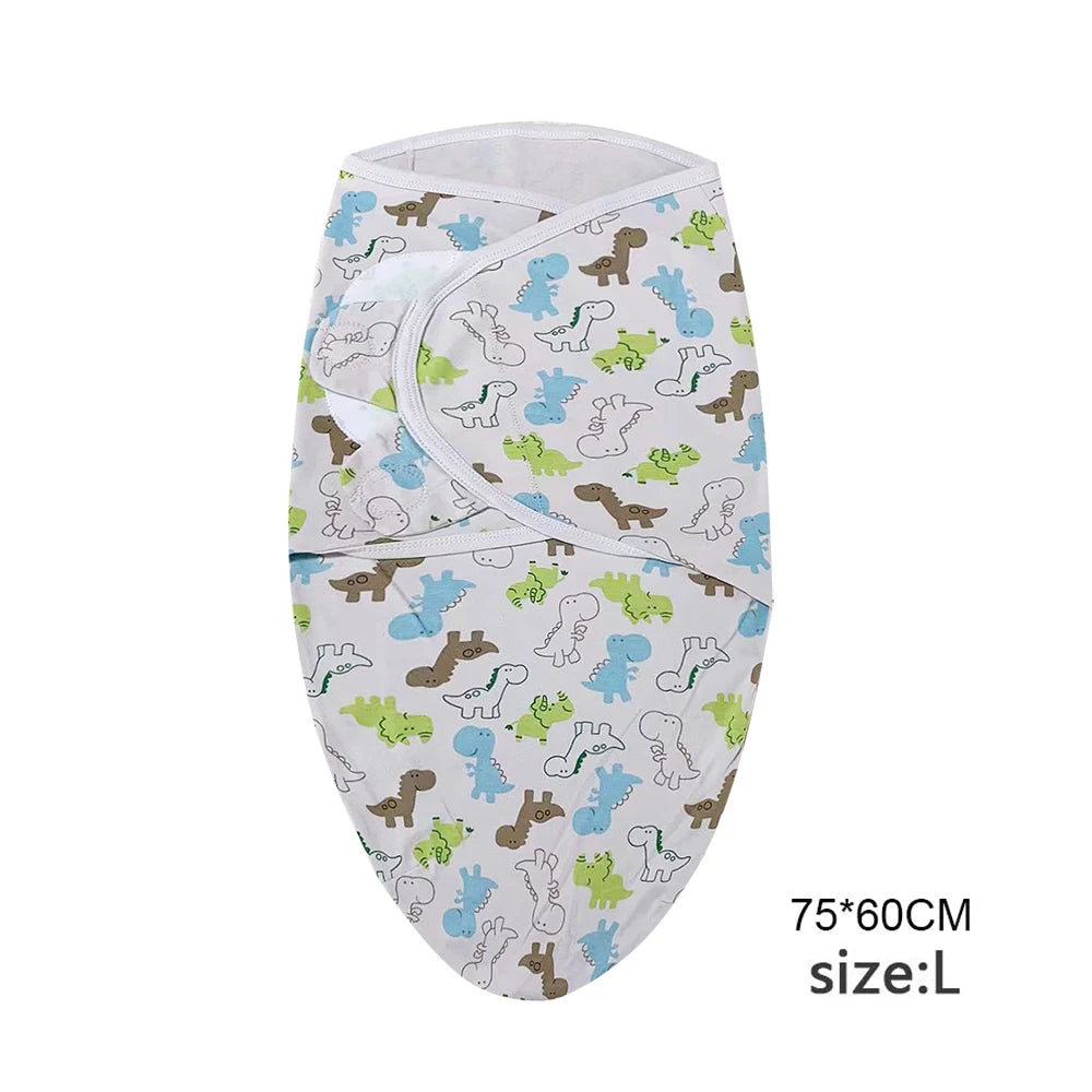 Cartoon Print Swaddle and Hat Set - Cotton Newborn Wrap