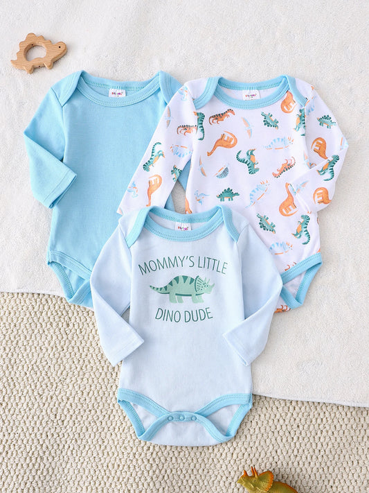 Baby Bodysuit Set - 3 Pack Long Sleeve