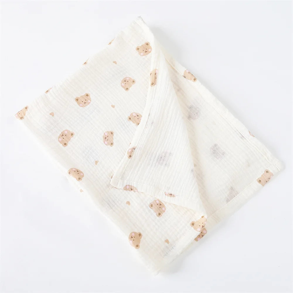 Floral Print Cotton Muslin Swaddle Blanket