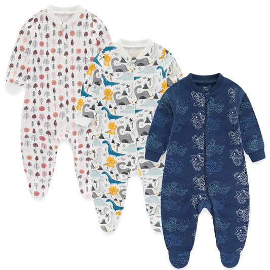 3-Piece Cartoon Baby Clothes Set - Cotton Footie Jumpsuit for Newborn