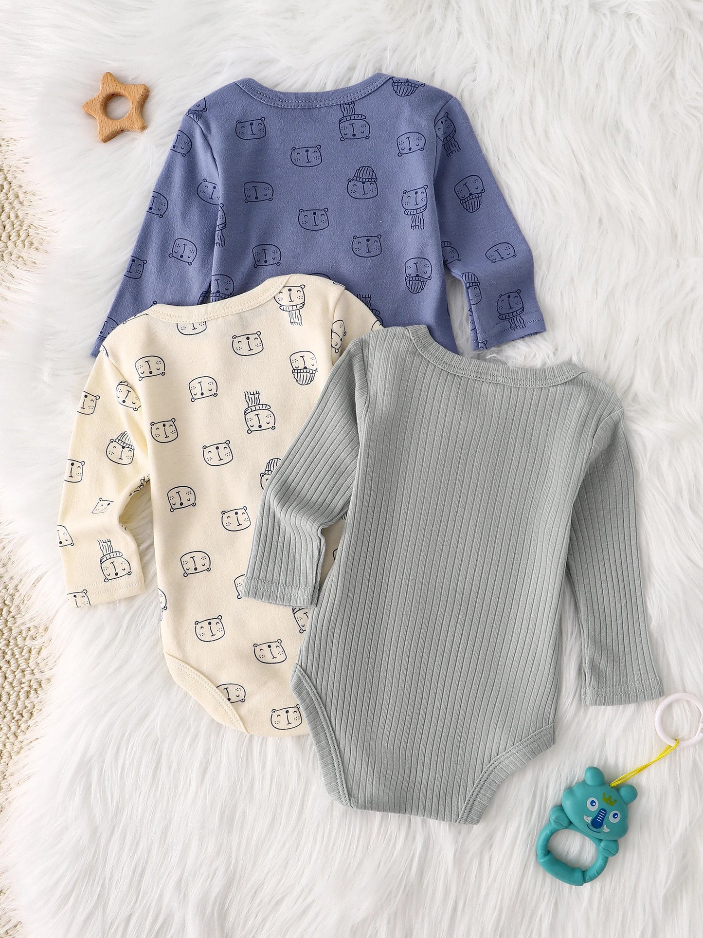 Baby Bodysuit Set - 3 Pack Long Sleeve
