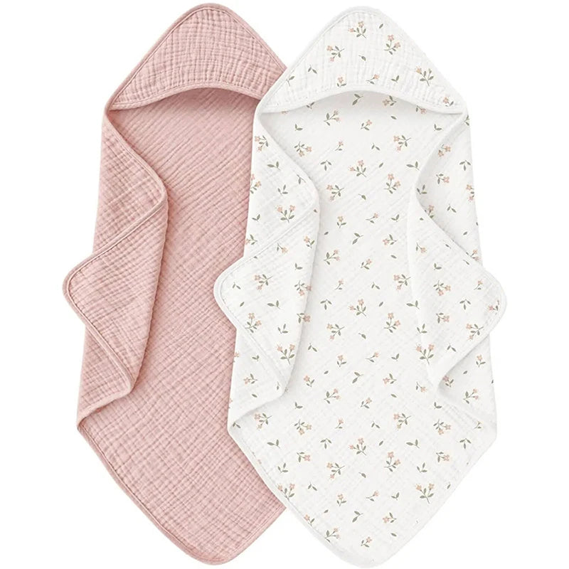 Muslin Hooded Baby Bath Towel - Ultra-Soft Cotton 30x30in