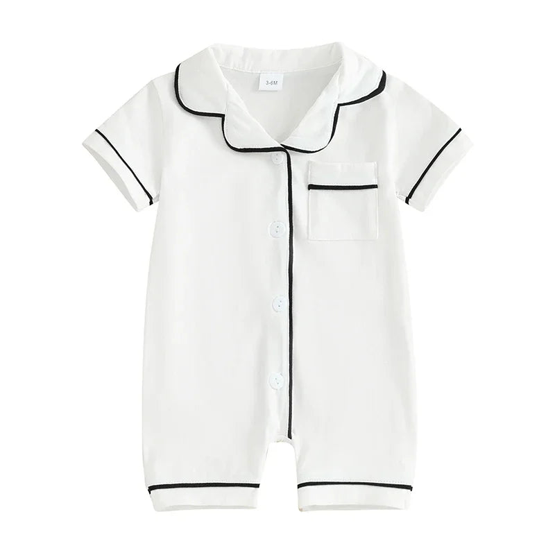 Baby Short Sleeve Pajama - Button-Down Sleepwear with Pocket
