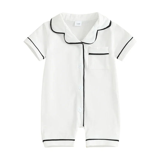 Baby Short Sleeve Pajama - Button-Down Sleepwear with Pocket