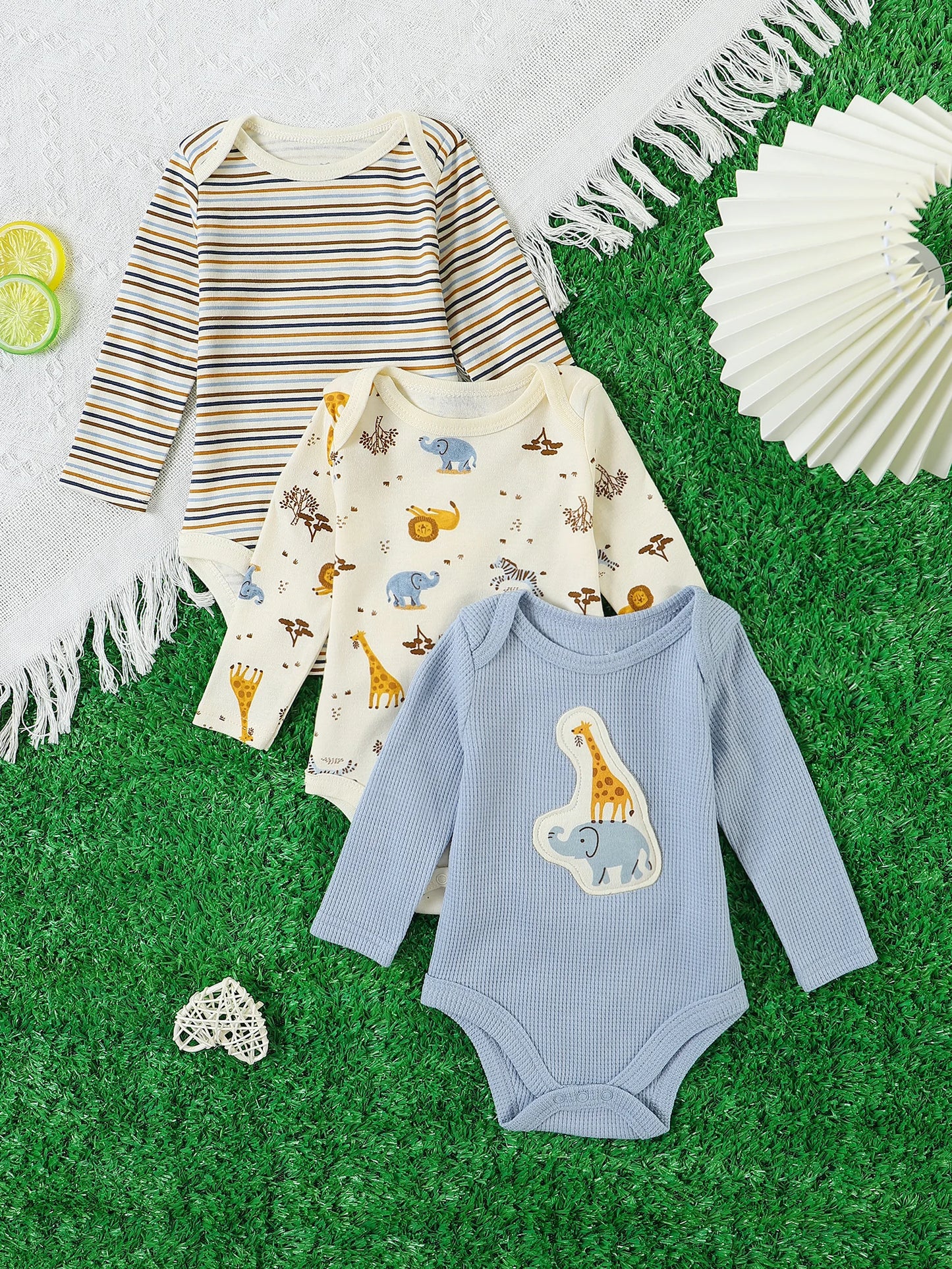 Baby Bodysuit Set - 3 Pack Long Sleeve