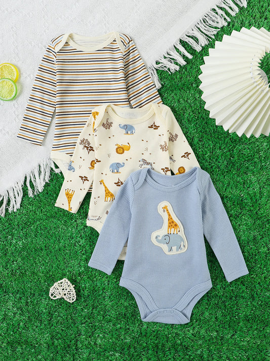 Baby Bodysuit Set - 3 Pack Long Sleeve