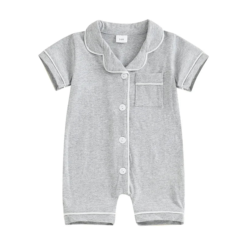 Baby Short Sleeve Pajama - Button-Down Sleepwear with Pocket