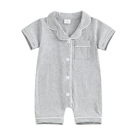 Baby Short Sleeve Pajama - Button-Down Sleepwear with Pocket