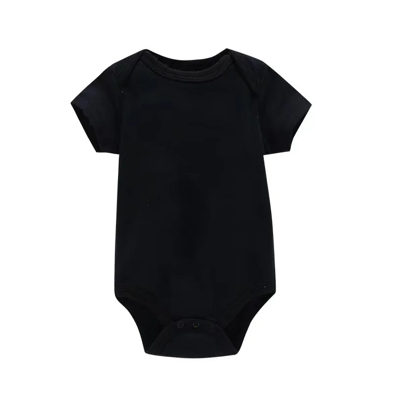 Black baby onesie on a white background