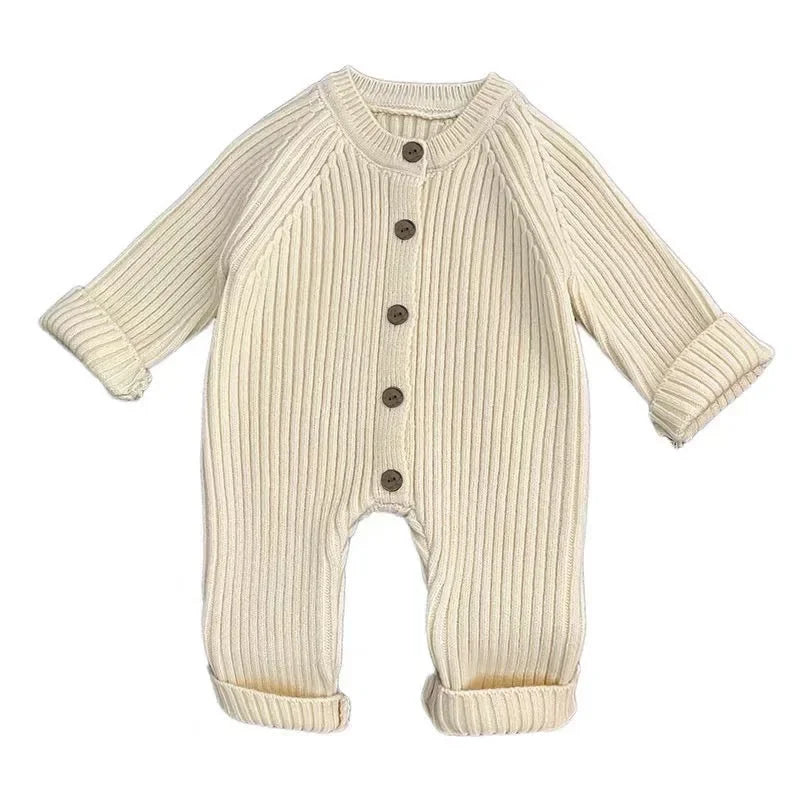 Soft Knitted Baby Romper with Button Front