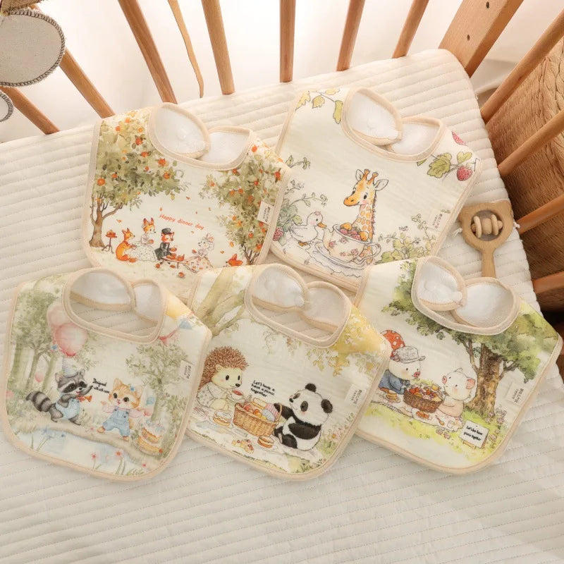 Cotton Baby Bibs & Burp Cloths Set - Soft Absorbent Towels for Newborn Boys & Girls