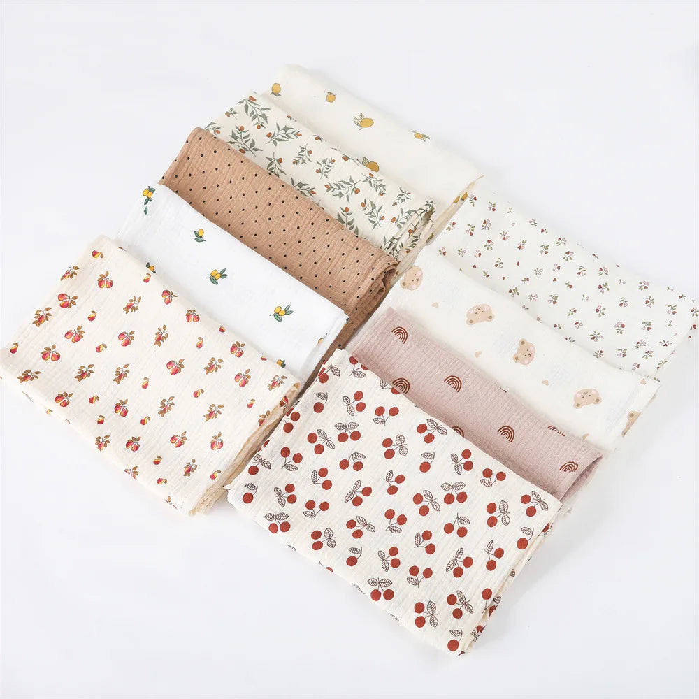 Floral Print Cotton Muslin Swaddle Blanket
