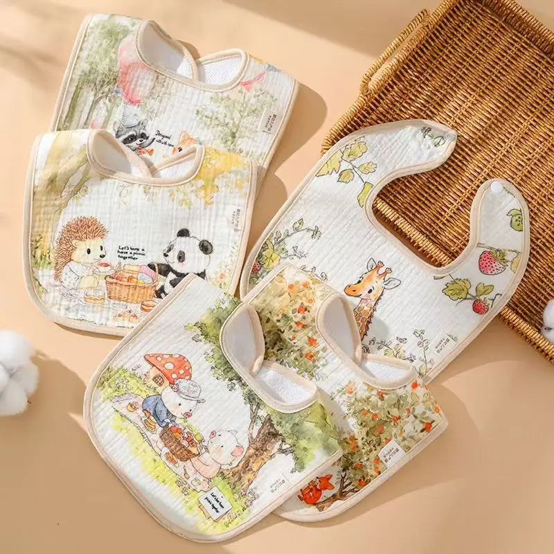 Cotton Baby Bibs & Burp Cloths Set - Soft Absorbent Towels for Newborn Boys & Girls