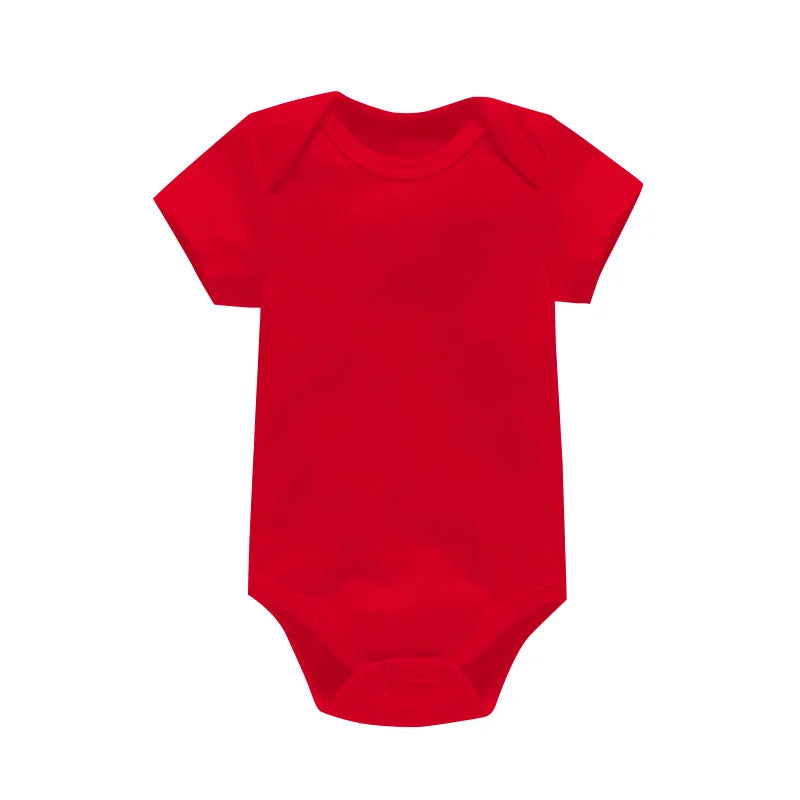 Red baby onesie on a white background