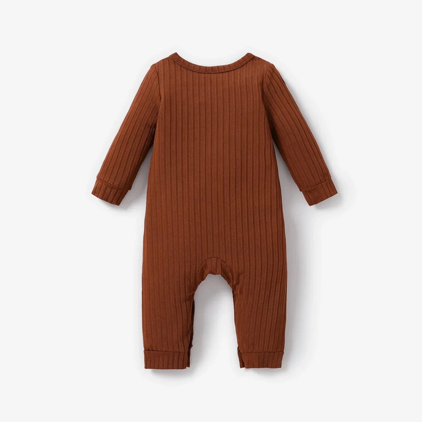 Ribbed Long Sleeve Baby Jumpsuit with Pocket