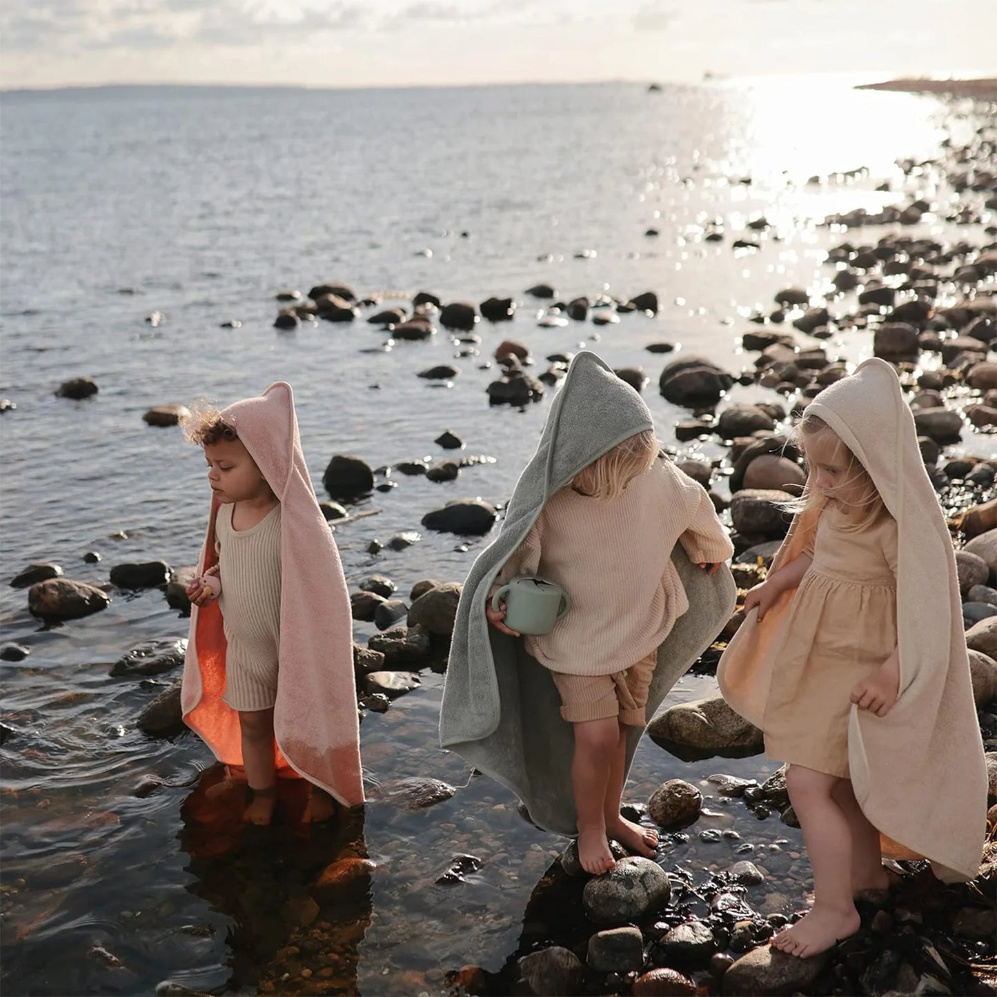 Hooded Baby Bath Towel & Blanket - Soft Coral Fleece Swaddle