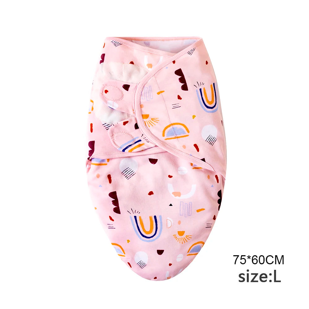 Cartoon Print Swaddle and Hat Set - Cotton Newborn Wrap