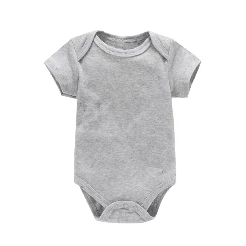Gray baby onesie on a white background