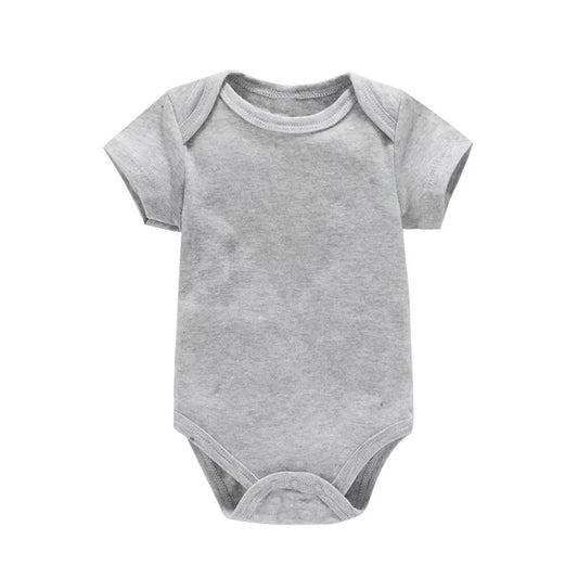 Gray baby onesie on a white background