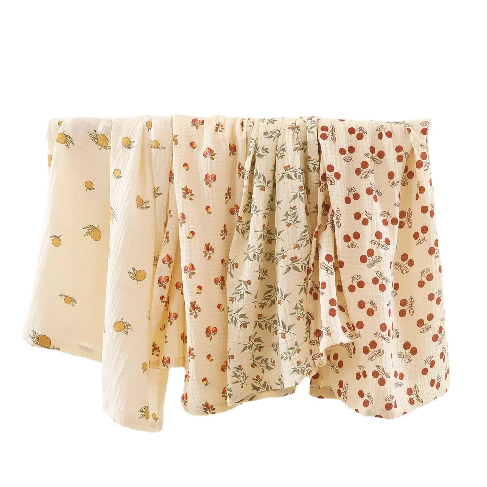 Floral Print Cotton Muslin Swaddle Blanket