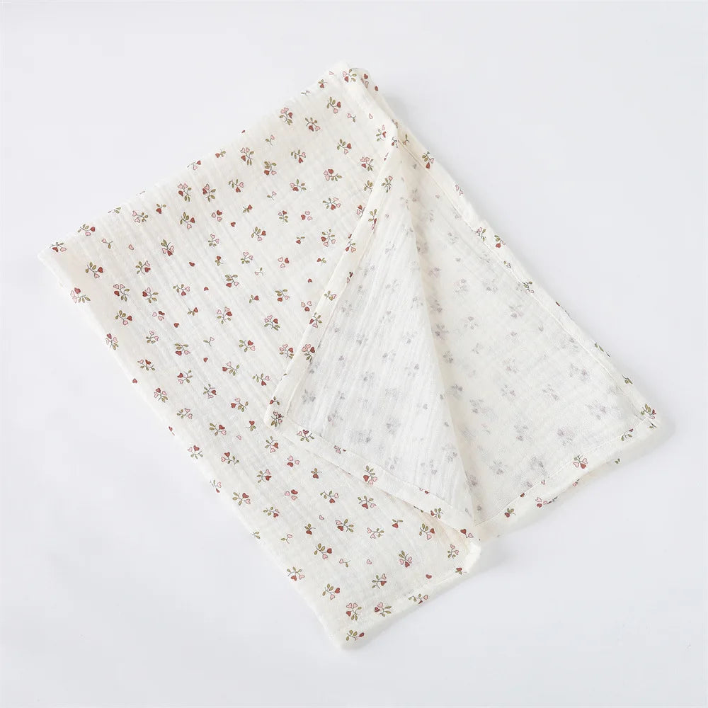 Floral Print Cotton Muslin Swaddle Blanket