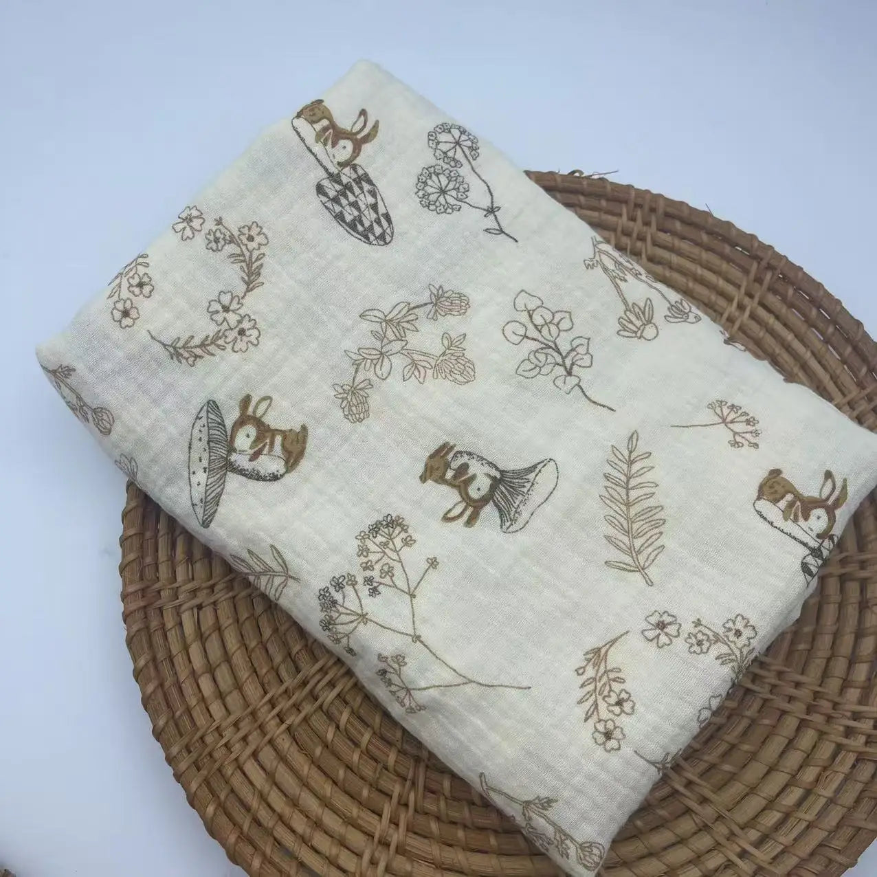 Floral Print Cotton Muslin Swaddle Blanket