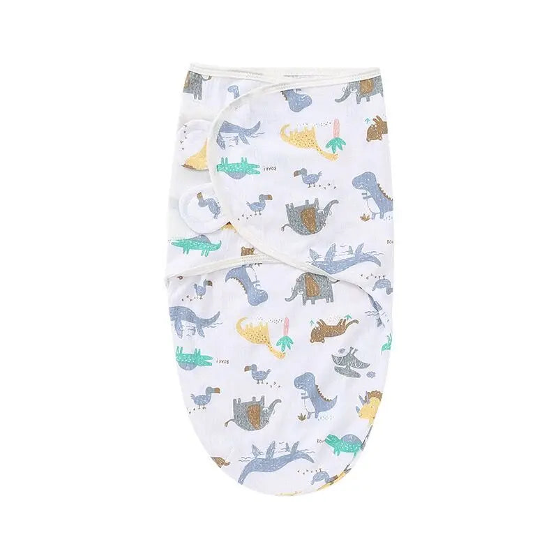 Cartoon Print Swaddle and Hat Set - Cotton Newborn Wrap