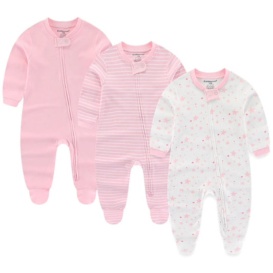 3-Piece Cartoon Baby Clothes Set - Cotton Footie Jumpsuit for Newborn