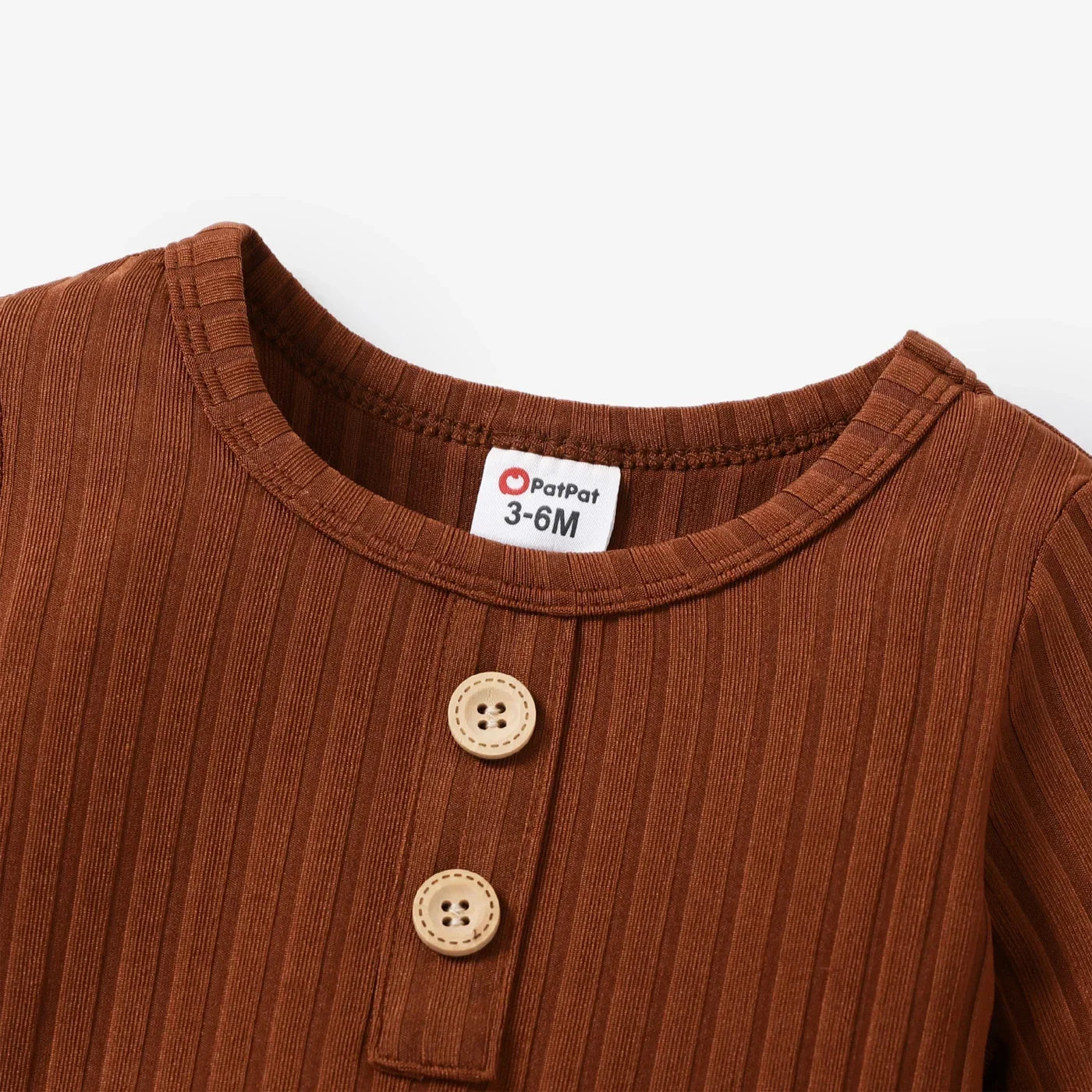 Ribbed Long Sleeve Baby Jumpsuit with Pocket