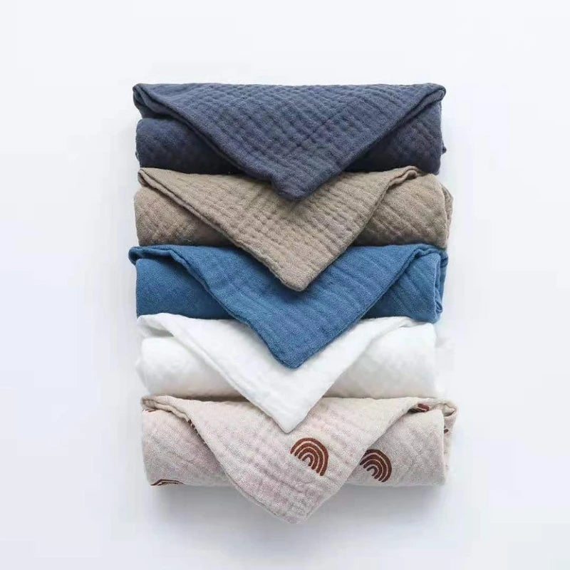 Baby Cotton Washcloth Set - 5-Piece Muslin Towels & Bibs