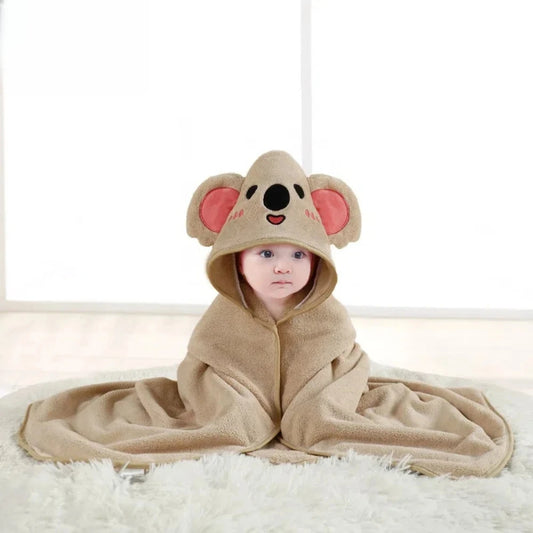 Animal Hooded Baby Bath Towel - Soft Coral Velvet Bathrobe