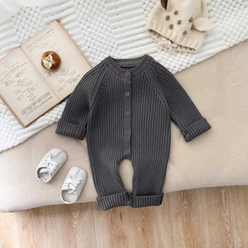 Soft Knitted Baby Romper with Button Front