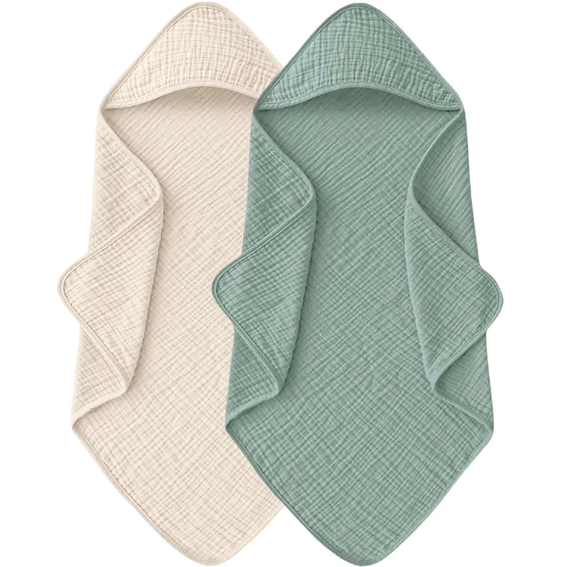 Muslin Hooded Baby Bath Towel - Ultra-Soft Cotton 30x30in