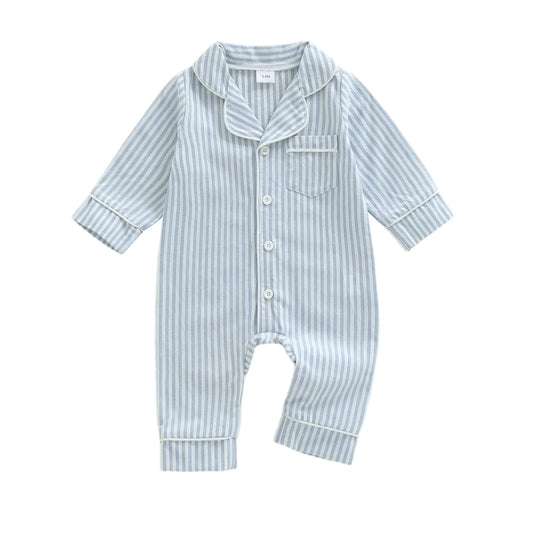 Striped Baby Pajama - Button-Down Sleepwear with Lapel Collar