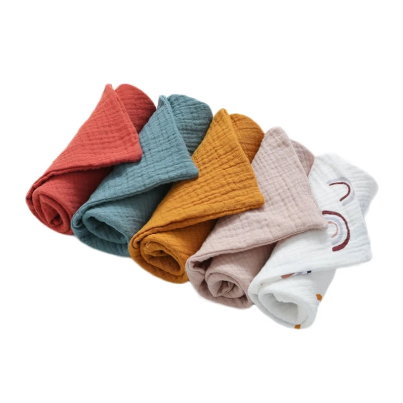 Baby Cotton Washcloth Set - 5-Piece Muslin Towels & Bibs