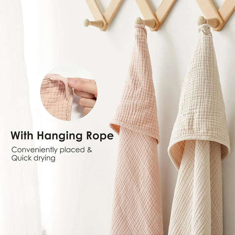 Muslin Hooded Baby Bath Towel - Ultra-Soft Cotton 30x30in