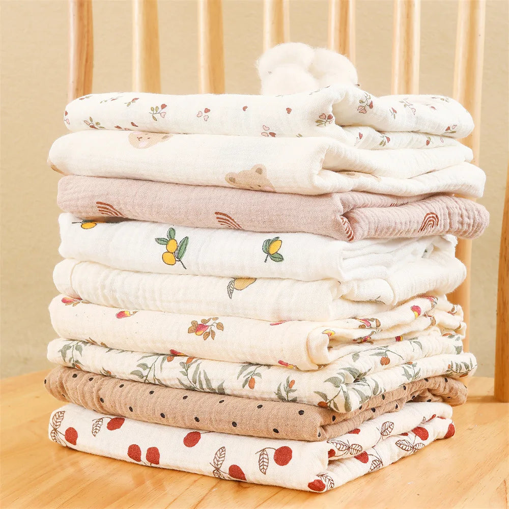 Floral Print Cotton Muslin Swaddle Blanket