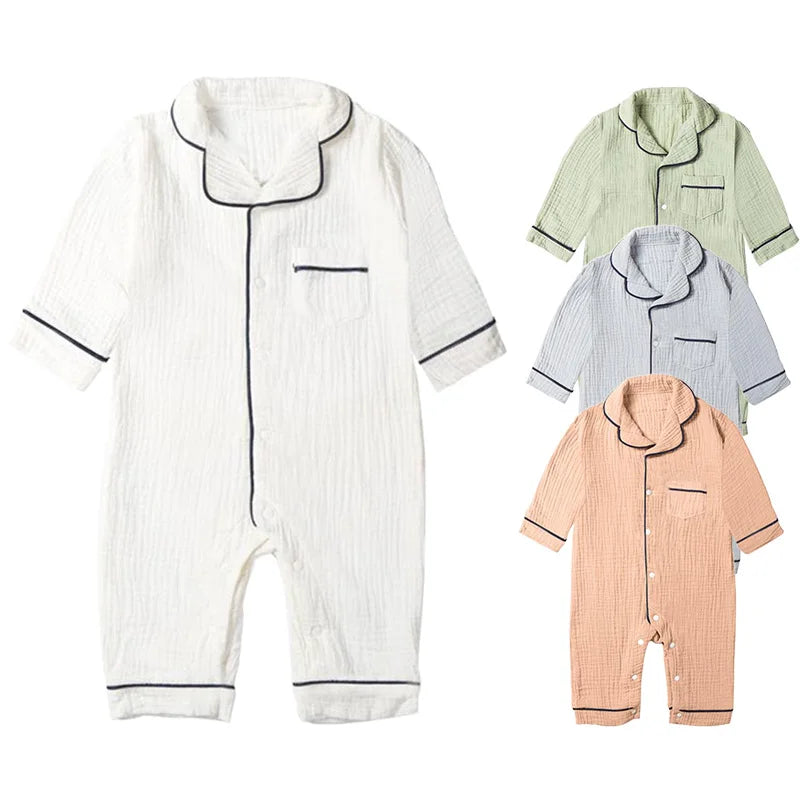 Organic Cotton Baby Sleepwear - Soft Muslin Pajama Jumpsuit