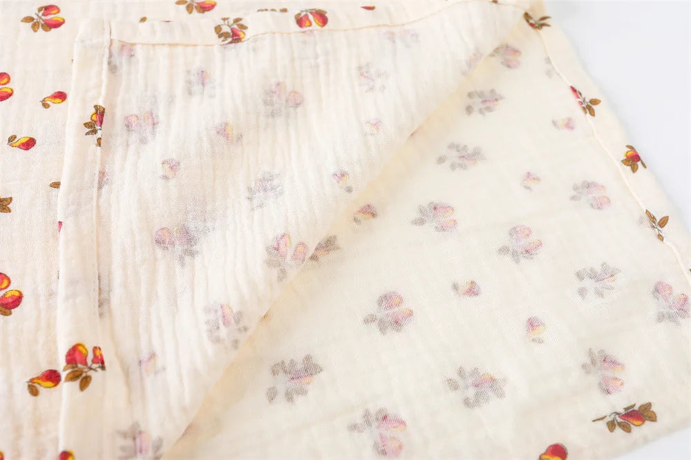 Floral Print Cotton Muslin Swaddle Blanket