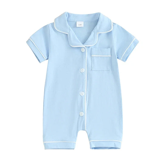 Baby Short Sleeve Pajama - Button-Down Sleepwear with Pocket